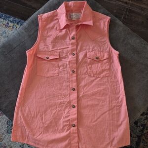 Panhandle Slim Coral Sleeveless Button Down Shirt